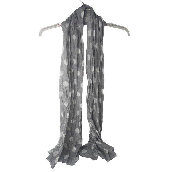 Light Gray Polka Dot Scarf Wrap Thin Material 74 in - Picture 4 of 5